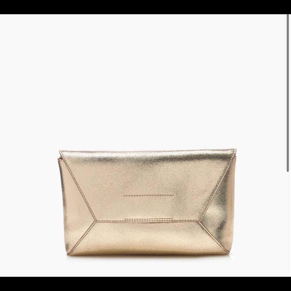 J. Crew Metallic Gold Leather Envelope Clutch